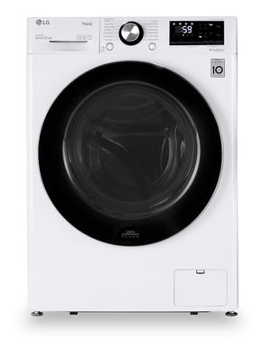 Laveuse à la vapeur intelligente haute efficacité LG à chargement frontal de 2,6 pi³ et de 24 po - blanche - superposable - WM1455HWA