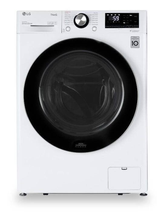 Laveuse à la vapeur intelligente haute efficacité LG à chargement frontal de 2,6 pi³ et de 24 po - blanche - superposable - WM1455HWA