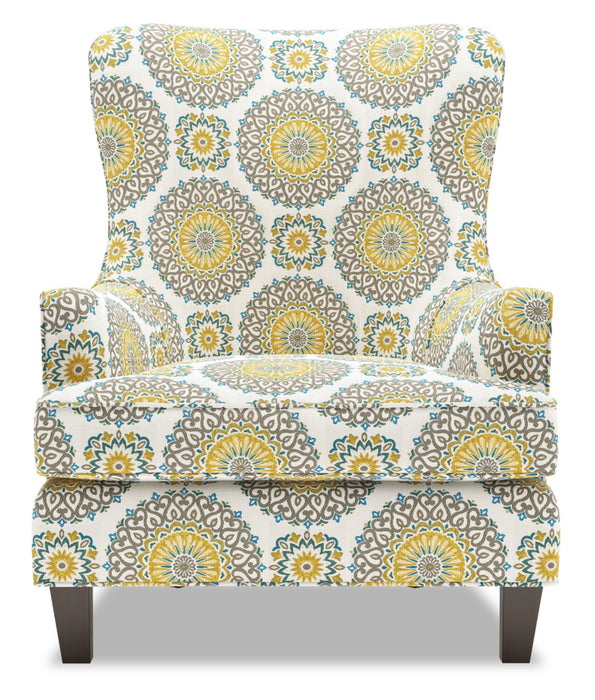 Fauteuil d’appoint à oreilles Sofa Lab personnalisable de 32 po fabriqué au Canada en tissu - Jade multicolore