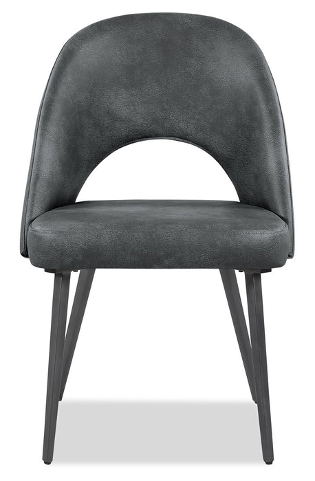 Chaise de salle à manger Bay de Kort & Co. en tissu de cuir végétalien et en métal - anthracite