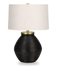 Lampe de table de 25 po béton noir avec touches dorées