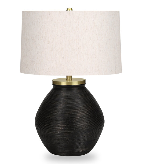 Lampe de table de 25 po béton noir avec touches dorées