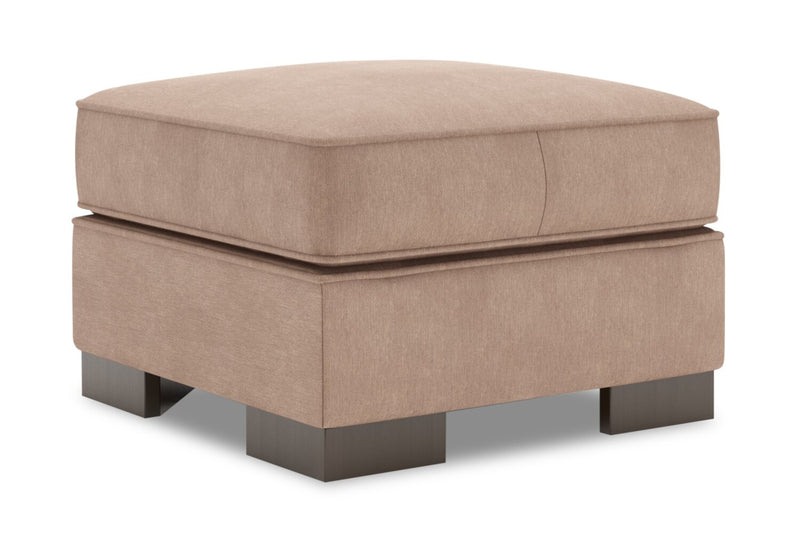 Pouf personnalisable Track de Sofa Lab de 24 po fabriqué au Canada en tissu d’apparence lin - brun Pax Wicker