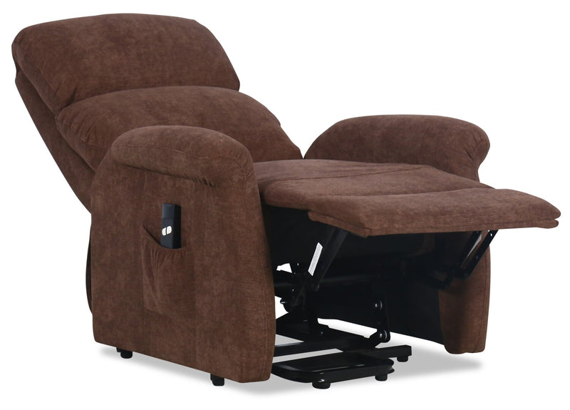 Fauteuil basculeur à inclinaison électrique Ruben de 32 po en tissu de chenille - brun chocolat