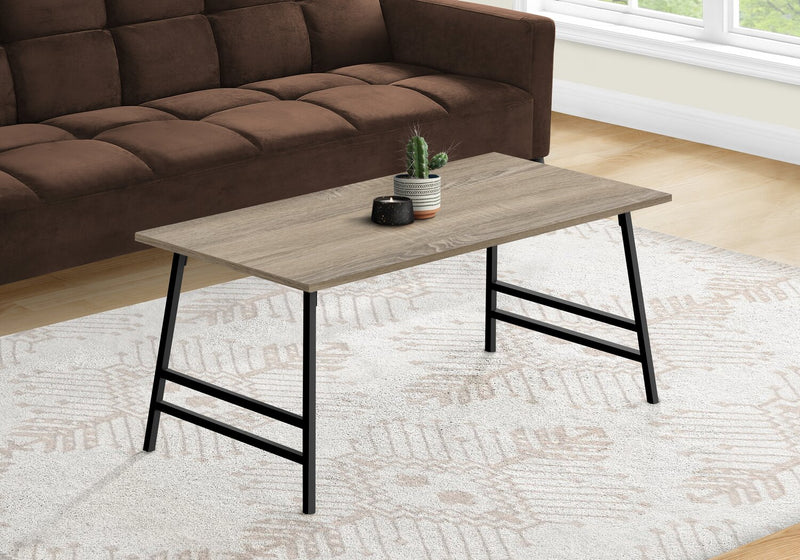 Table à café moderne Atlas de 40 po - dessus taupe avec pattes en métal noir