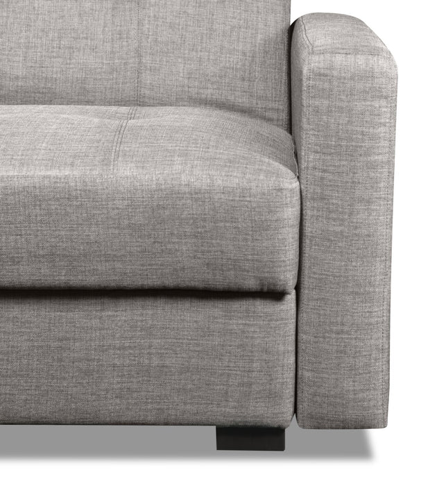 Futon Weston de 55 po en tissu d’apparence lin avec mécanisme Klik Klak et rangement - gris acier