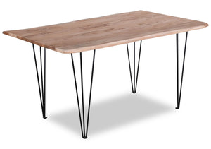 Table de salle à manger Miya de 60 po (L) en acacia et métal avec bordures Live Edge - naturelle