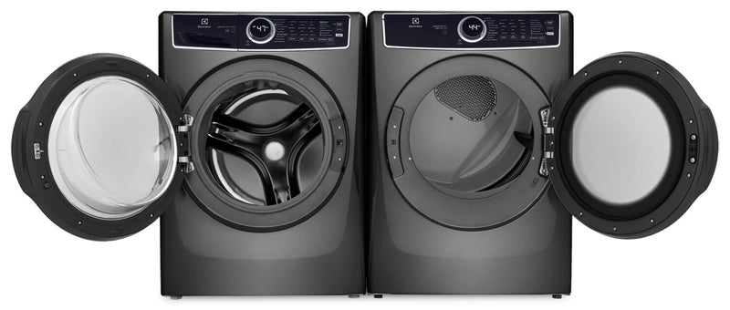Laveuse à chargement frontal de 5,2 pi³ et sécheuse électrique de 8 pi³ de Electrolux – titane 