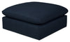 Pouf modulaire Eclipse de 43 po en tissu d’apparence lin avec coussin en duvet et plumes - bleu marine