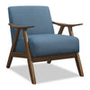 Fauteuil d’appoint Kyra de 28,5 po en tissu d’apparence lin avec accoudoirs courbés et armature en bois - bleu