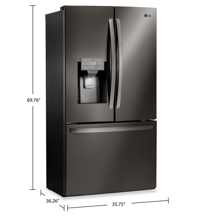 Réfrigérateur LG de 28 pi³ et de 36 po à portes françaises - acier inoxydable noir Smudge-ProofMD - LRFS28XBD