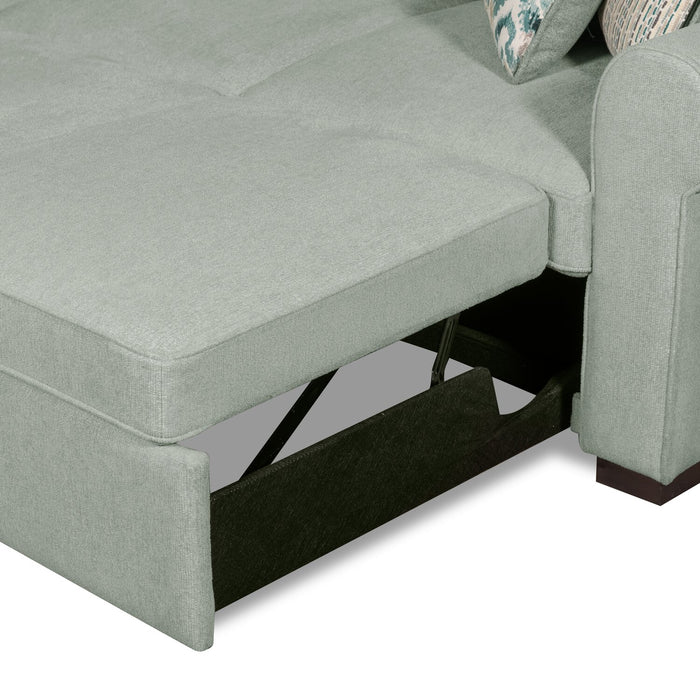 Sofa-lit sectionnel de droite Haven de Scott Living 2 pièces en tissu de chenille - bleu écume de mer