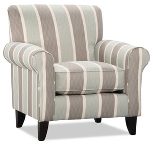 Fauteuil d’appoint Tula de 38 po fabriqué au Canada en tissu avec accoudoirs enroulés - brume multicolore