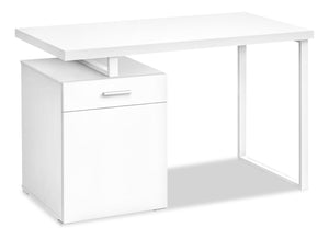 Bureau réversible Remi de 47,25 po avec tiroir et armoire - blanc