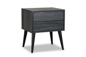 Table de nuit moderne du milieu du 20e siècle Nash de 21,3 po (L) x 22,6 po (H) à 2 tiroirs - gris foncé