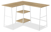 Bureau en forme de L Evlin de 42 po à tablettes - naturel