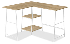 Bureau en forme de L Evlin de 42 po à tablettes - naturel