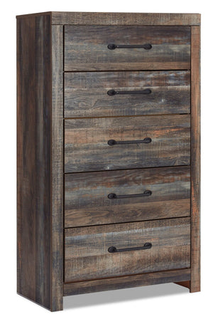 Commode verticale Abby de 31,7 po (L) x 53,9 po (H) à 5 tiroirs pour la chambre à coucher - brune