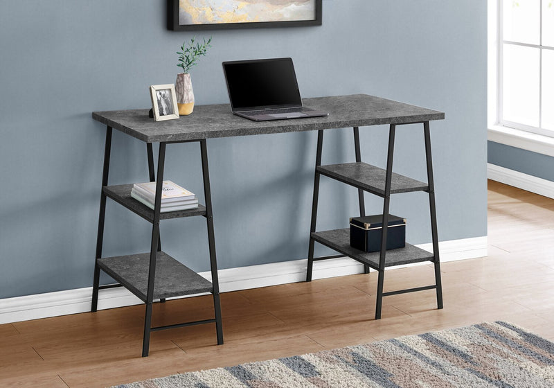 Bureau Jonnie de 47,25 po avec pattes de type chevalet - imitation de pierre grise