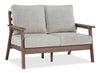 Causeuse Nome pour la terrasse à l’extérieur - plastique à haute densité et tissu Nuvella, résistante aux rayons UV et aux intempéries - brune et beige