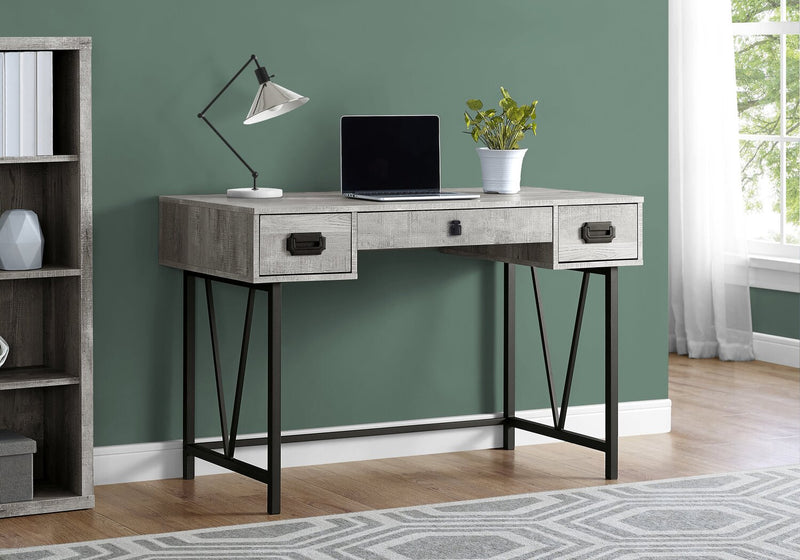 Bureau Reuben de 47,25 po à 3 tiroirs - gris