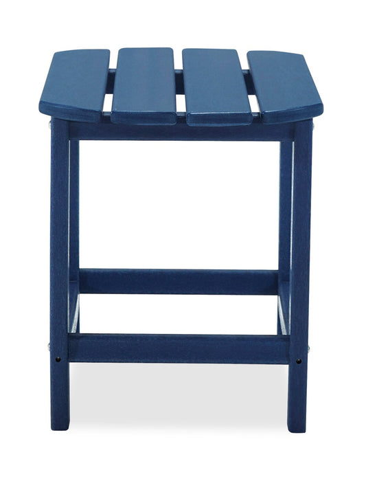 Table de bout Bask pour la terrasse à l’extérieur - 15 po (L), plastique à haute densité, résistante aux rayons UV et aux intempéries - bleue