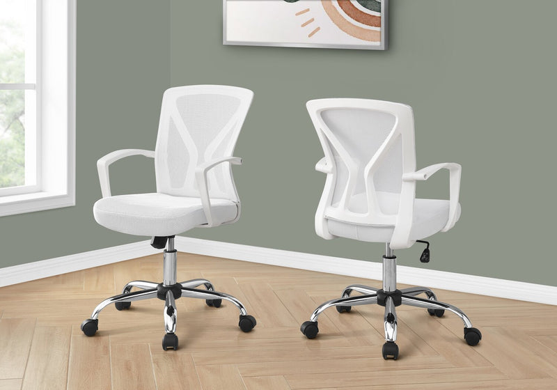 Chaise de bureau Dominic de 23,5 po avec dossier à mailles - blanche
