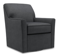  Fauteuil d’appoint pivotant Sofa Lab de 31 po fabriqué au Canada en tissu d’apparence lin - gris Pax Pepper 