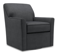 Fauteuil d’appoint pivotant Sofa Lab de 31 po fabriqué au Canada en tissu d’apparence lin - gris Pax Pepper