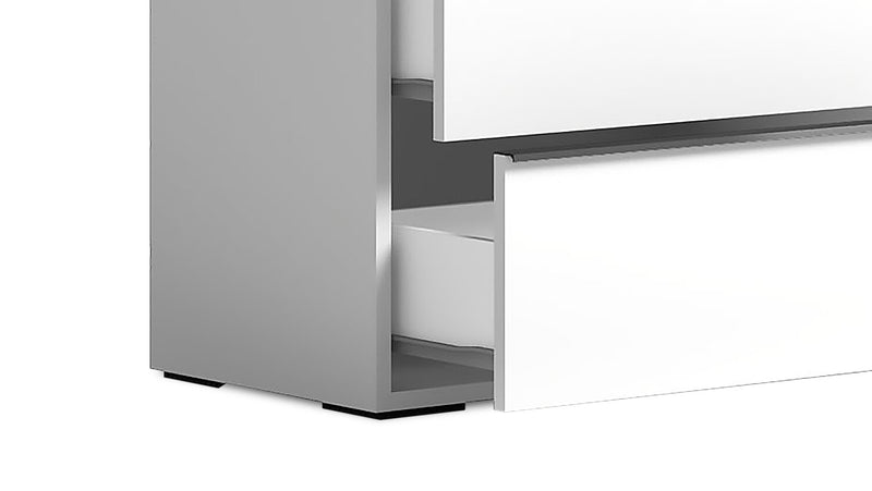 Table de nuit Raia à 2 tiroirs - fabriquée en Italie, 24 po (L) x 22 po (H), moderne - blanche