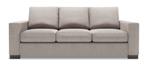 Sofa-lit personnalisable Track de Sofa Lab de 85 po fabriqué au Canada en tissu d’apparence lin avec accoudoirs rectilignes - gris Pax Slate