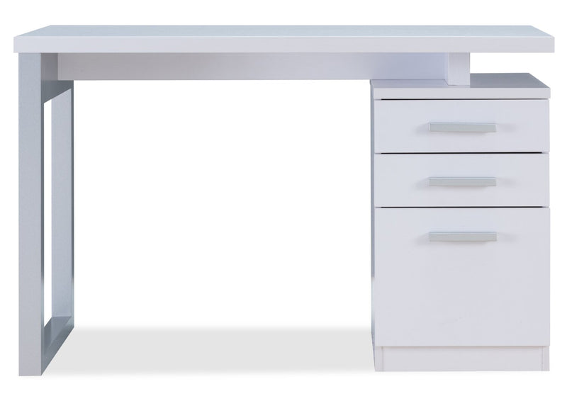 Bureau réversible Oscar de 47 po à 3 tiroirs - blanc