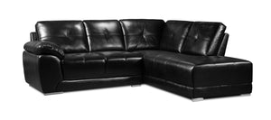 Sofa sectionnel de droite Rocklin 2 pièces en tissu d'apparence cuir - noir 