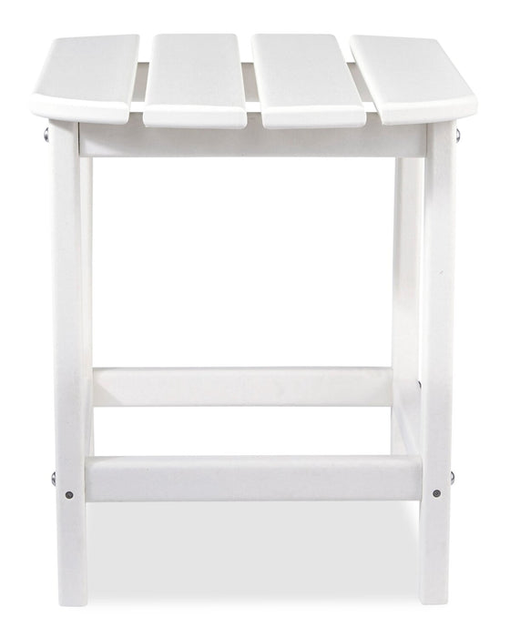 Table de bout Bask pour la terrasse à l’extérieur - 15 po (L), plastique à haute densité, résistante aux rayons UV et aux intempéries - blanche
