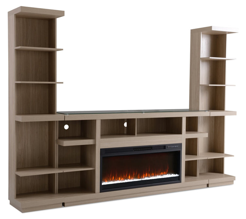 Meuble audio-vidéo Axel 3 pièces de 74 po avec foyer électrique et rangement pour téléviseurs jusqu’à 85 po - taupe