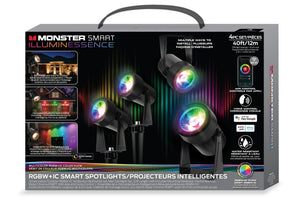 Ensemble de 4 projecteurs intelligents Illuminessence de Monster pour l’intérieur et l’extérieur