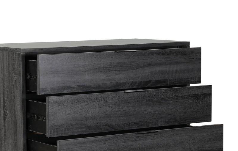 Commode verticale moderne du milieu du 20e siècle Nash de 35,4 po (L) x 35,5 po (H) à 4 tiroirs pour la chambre à coucher - gris foncé