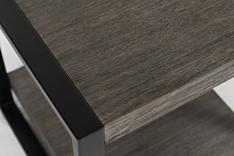 Table de bout moderne Apex 23 po avec tablette - grise avec pattes en métal noir