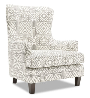 Fauteuil d’appoint à oreilles Sofa Lab personnalisable de 32 po fabriqué au Canada en tissu - Greystone multicolore