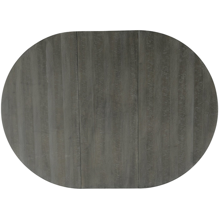Ensemble de salle à manger Alto 5 pièces avec table ronde, rallonge de 48 po à 66 po (L), base à tréteaux et 4 chaises - gris