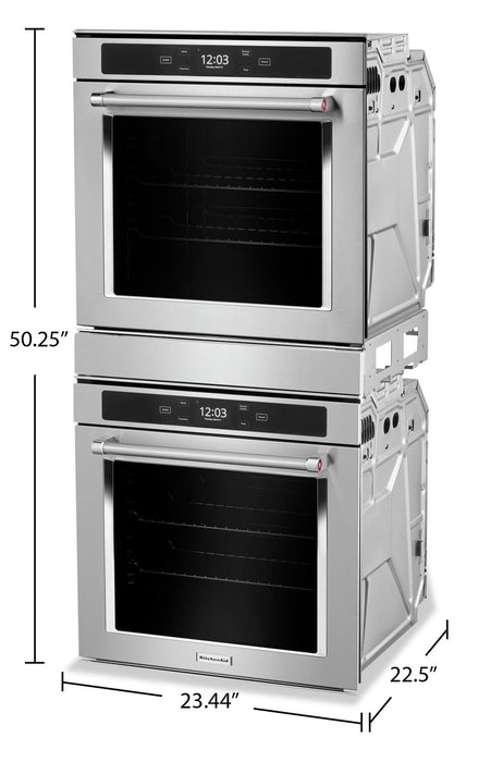 Four mural double KitchenAid de 5,2 pi3 avec convection véritable - KODC504PPS