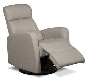 Fauteuil berçant, pivotant et inclinable Penny de 29,1 po en tissu d’apparence lin - taupe