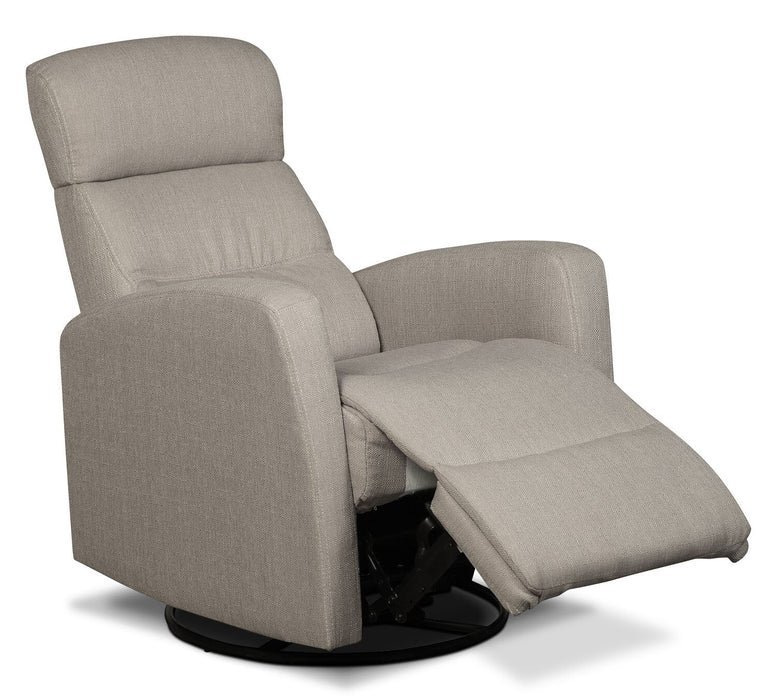 Fauteuil berçant, pivotant et inclinable Penny de 29,1 po en tissu d’apparence lin - taupe