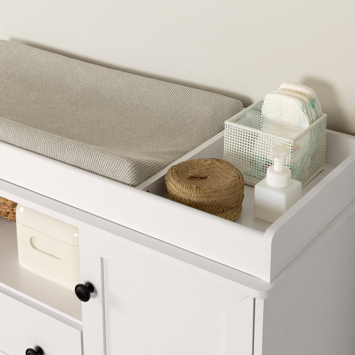 Table à langer Zoe pour bébé avec tiroirs de rangement - blanche