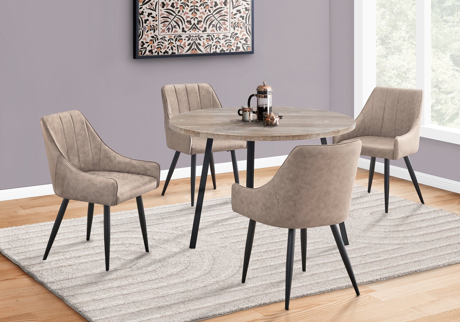 TORINO - Lot de 2 Chaises Simili Taupe et Pieds Laqués TORINO - Lot de 2 Chaises Simili Taupe et Pieds Laqués