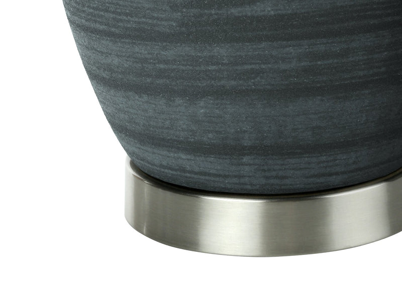 Lampe de table de 24 po en céramique bleue avec base argentée