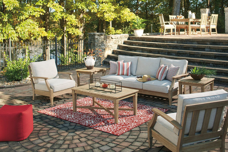 Fauteuil Juno pour la terrasse à l’extérieur - eucalyptus et tissu Nuvella, résistante aux rayons UV et aux intempéries - naturelle et beige