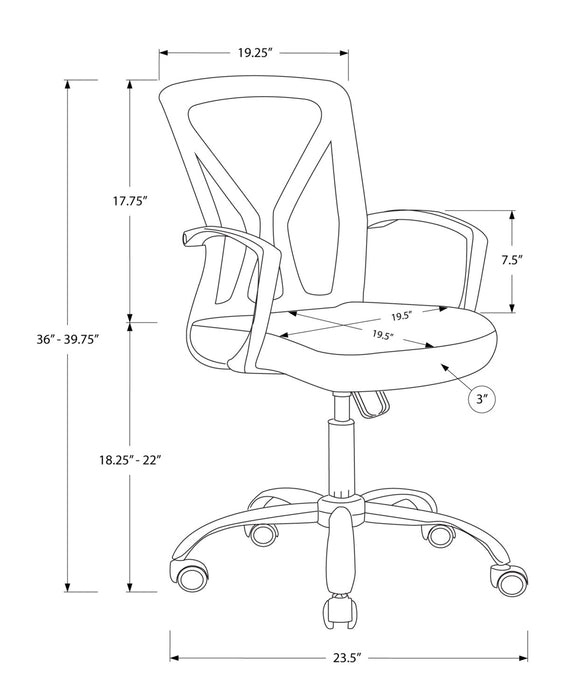 Chaise de bureau Dominic de 23,5 po avec dossier à mailles - blanche