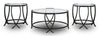 Ensemble 3 tables rondes modernes Tarrin de 36,13 po (table à café et 2 tables de bout) - dessus en verre avec pattes en métal