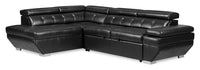  Sofa-lit sectionnel de gauche Element avec tissu Leath-Aire - noir